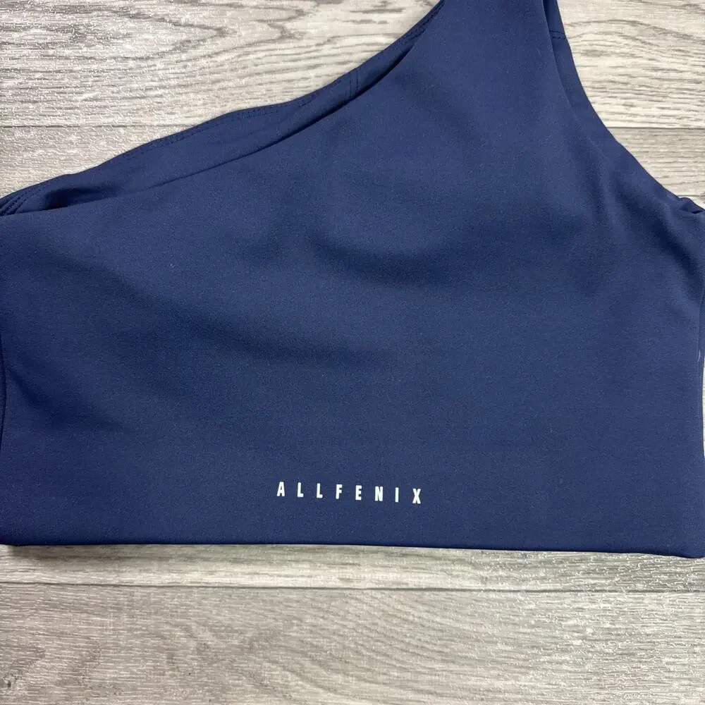 Allfenix One Shoulder Sports Bra Navy Blue sz XS